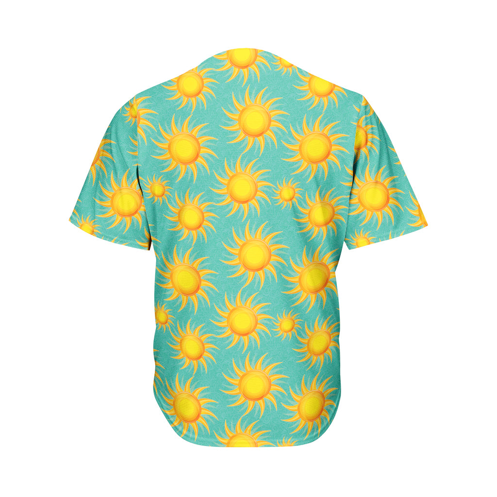 Shiny Sun Pattern Print Men's Baseball Jersey