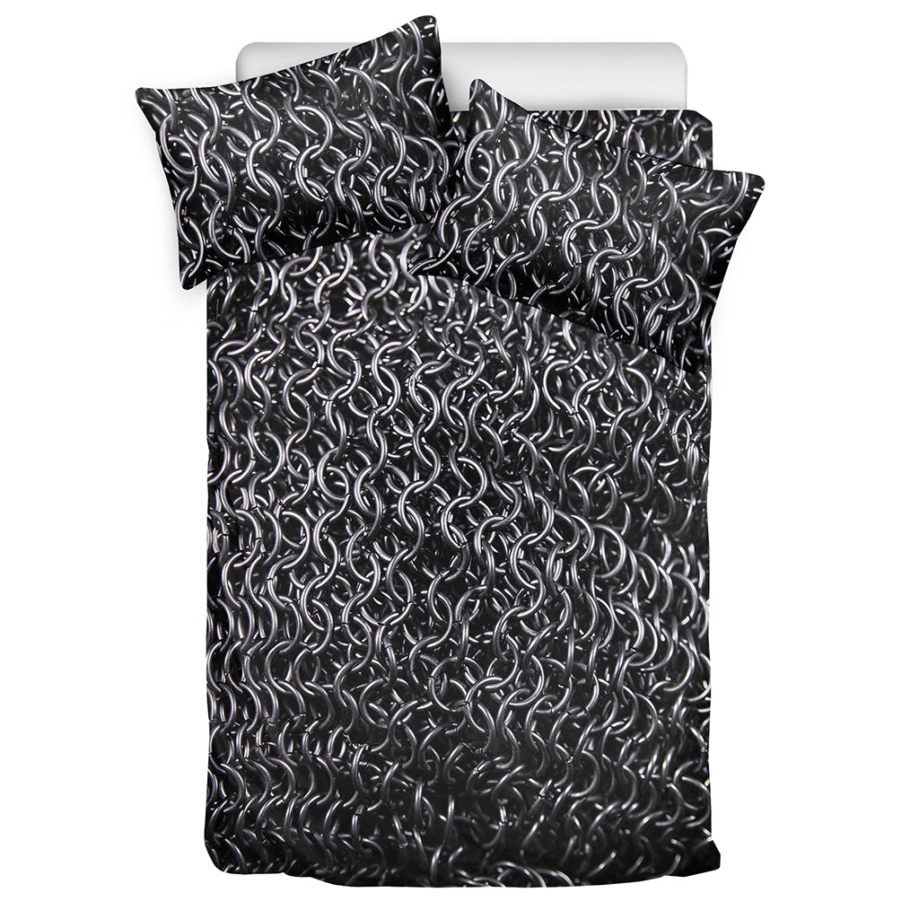 Silver Chainmail Print Duvet Cover Bedding Set