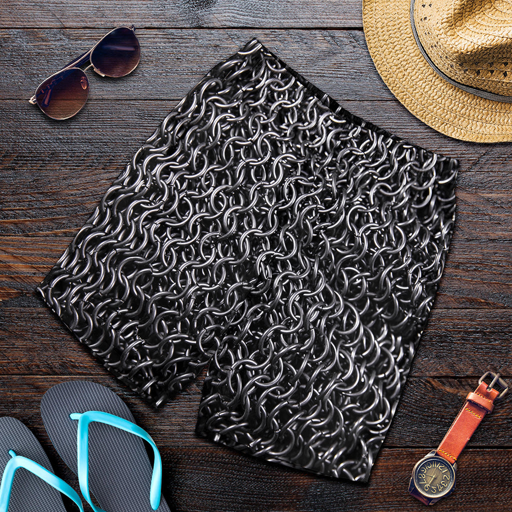 Silver Chainmail Print Men's Shorts