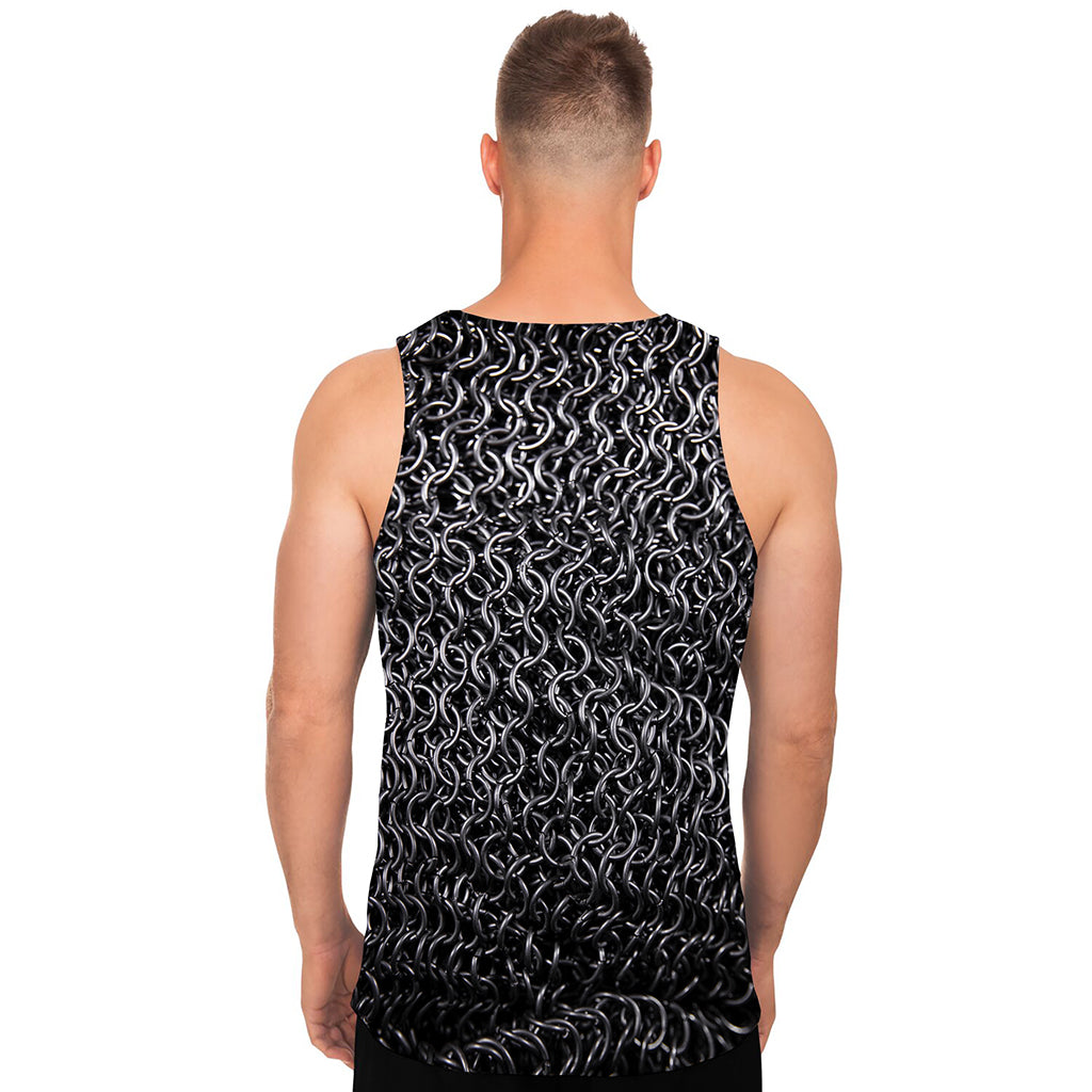 Silver Chainmail Print Men's Tank Top