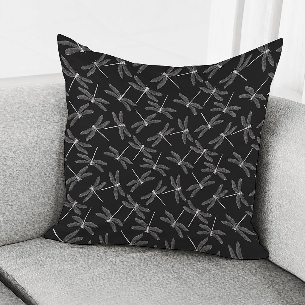 Silver Dragonfly Pattern Print Pillow Cover