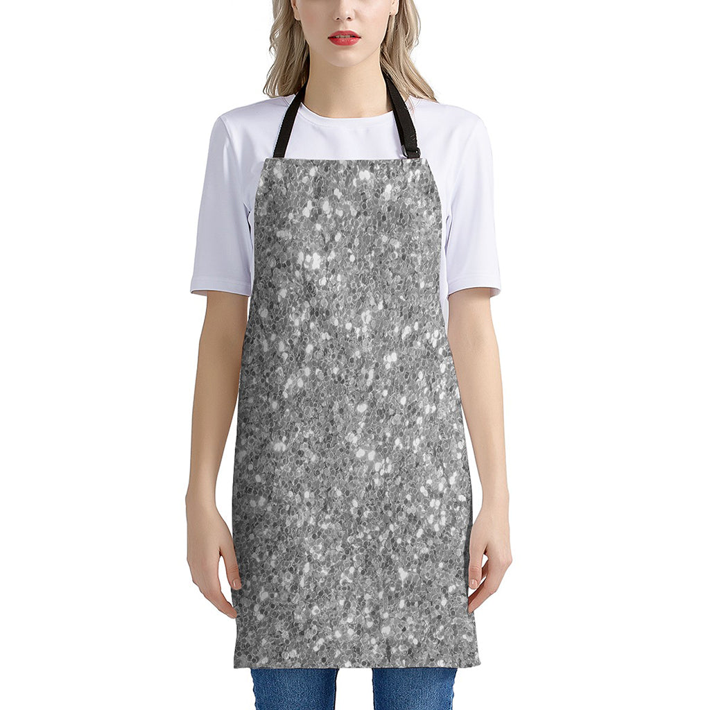 Silver Glitter Artwork Print (NOT Real Glitter) Apron