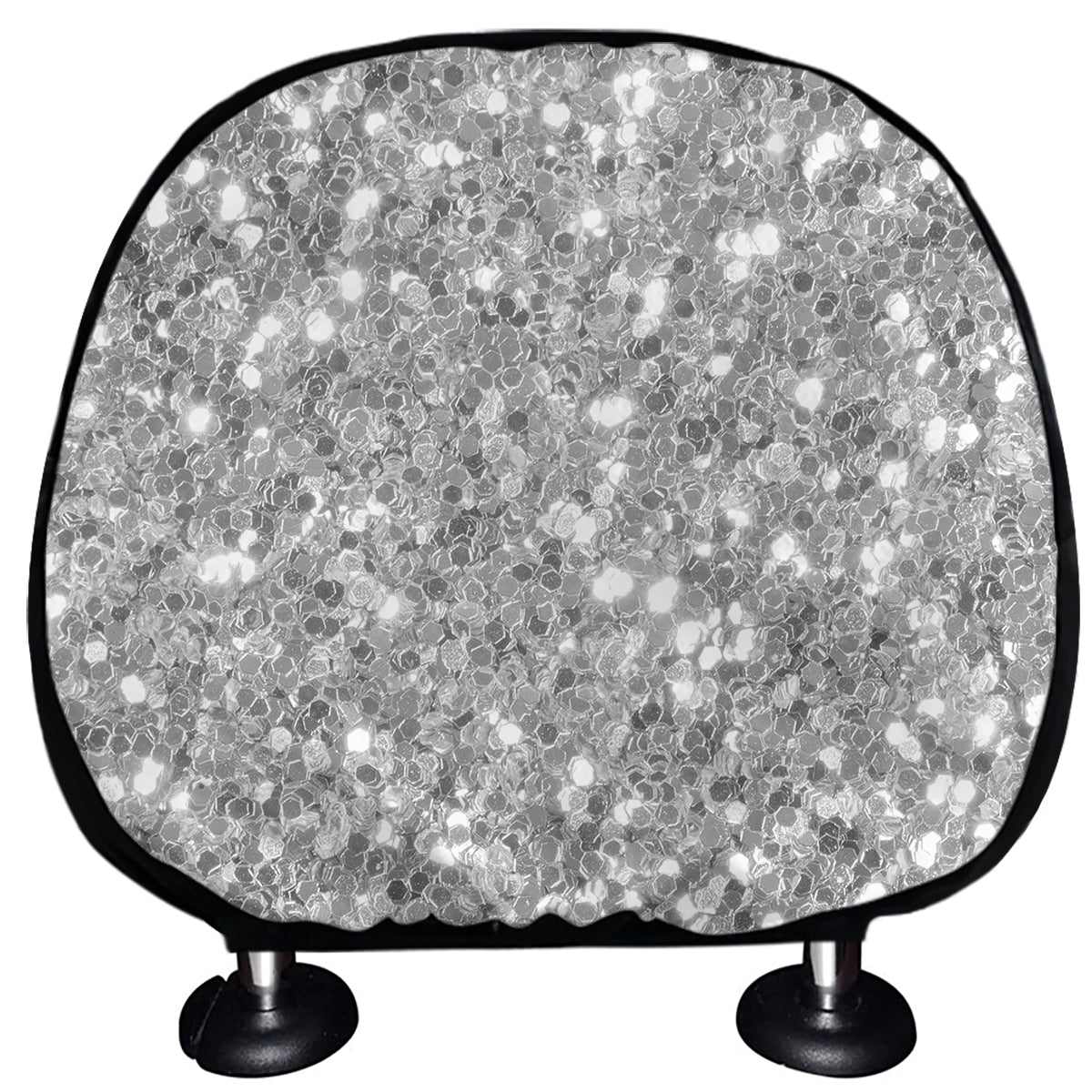 Silver Glitter Artwork Print (NOT Real Glitter) Car Headrest Covers