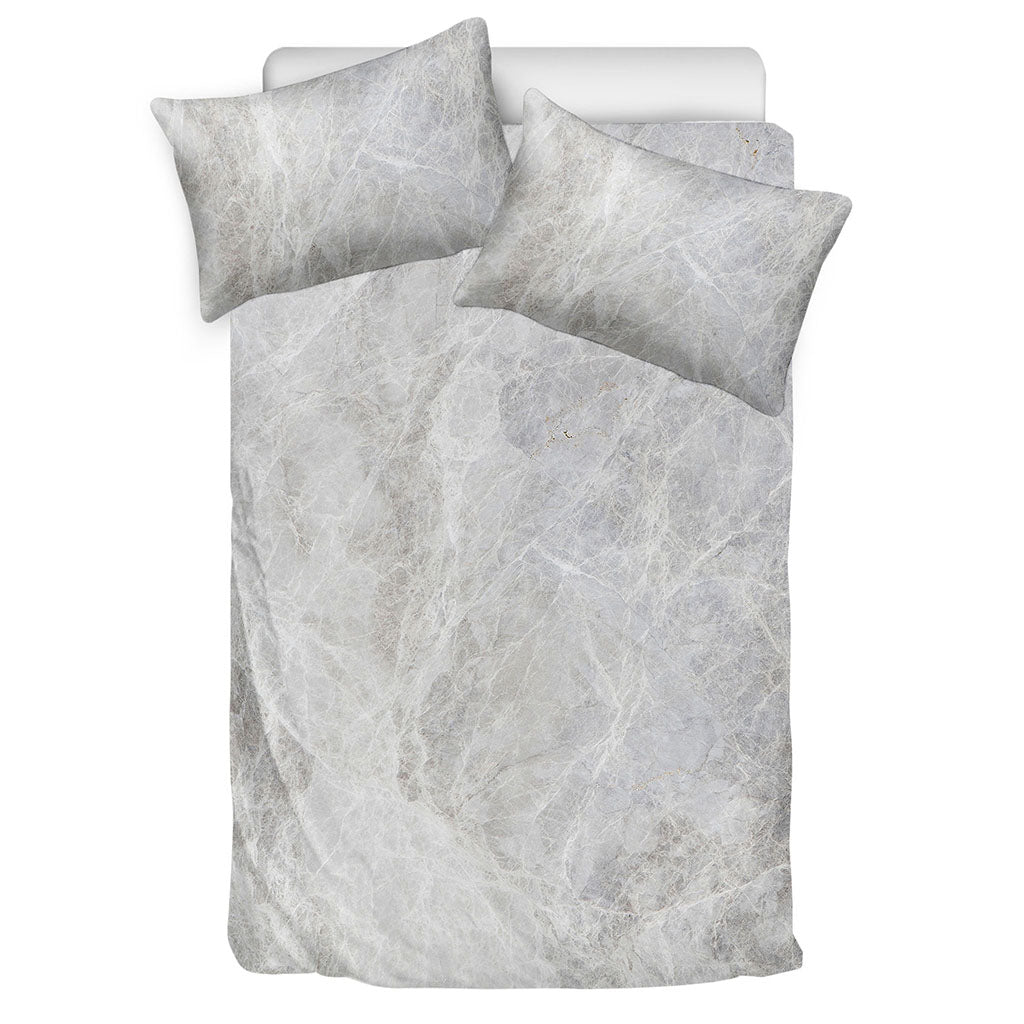 Silver Grey Marble Print Duvet Cover Bedding Set