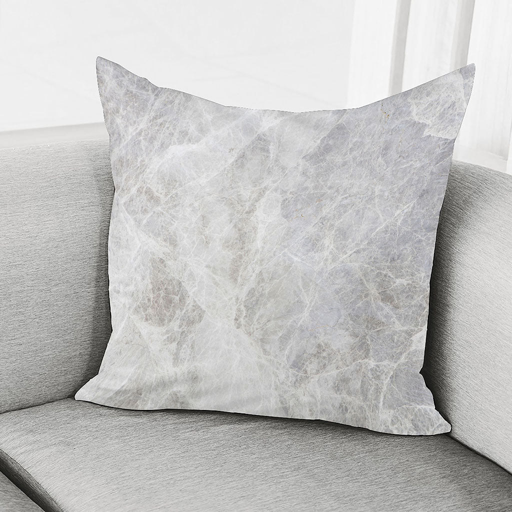 Silver Grey Marble Print Pillow Cover