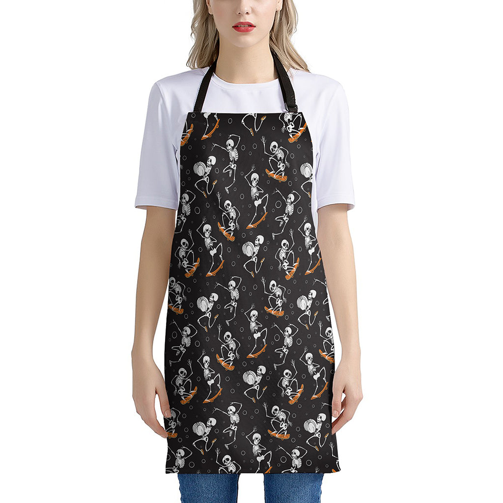 Skateboarding Skeleton Pattern Print Apron
