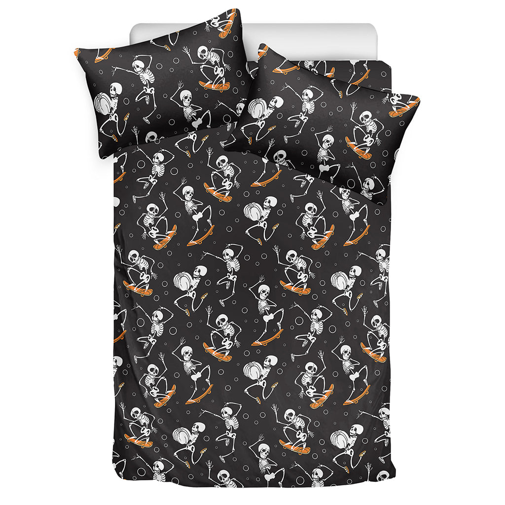 Skateboarding Skeleton Pattern Print Duvet Cover Bedding Set