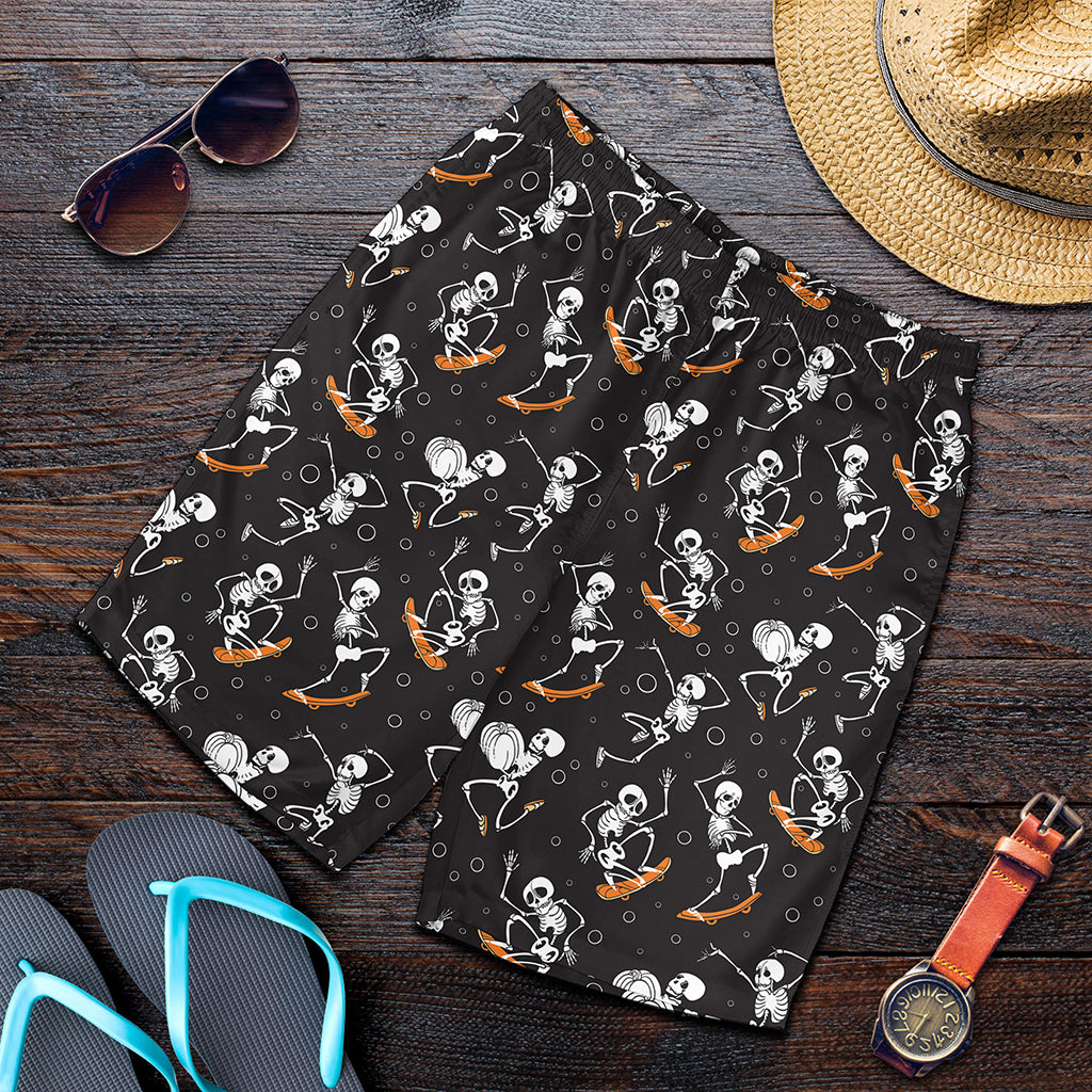 Skateboarding Skeleton Pattern Print Men's Shorts