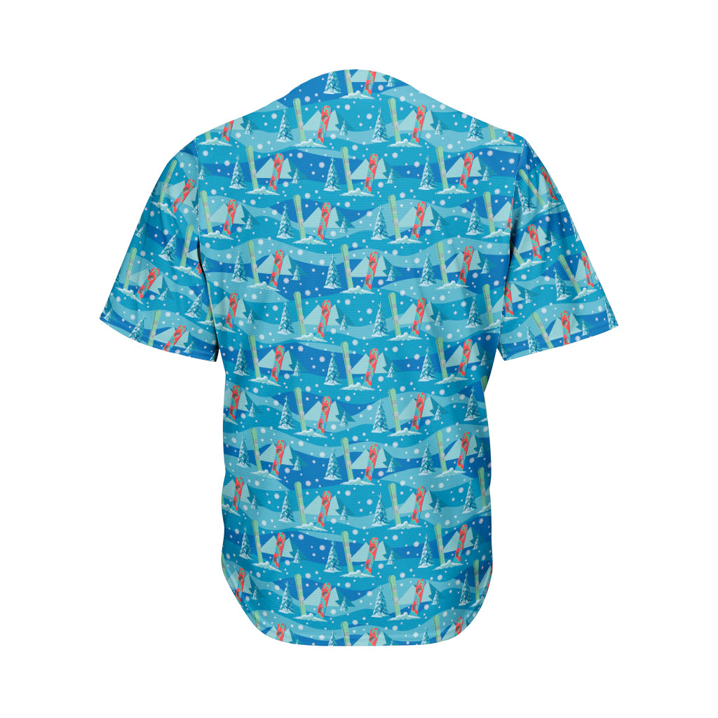 Ski And Snowboard Pattern Print Men's Baseball Jersey