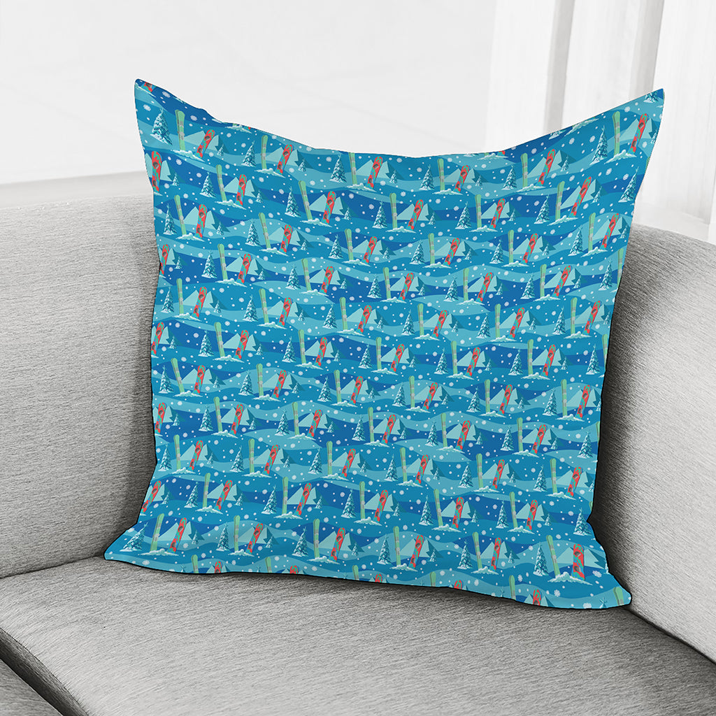 Ski And Snowboard Pattern Print Pillow Cover