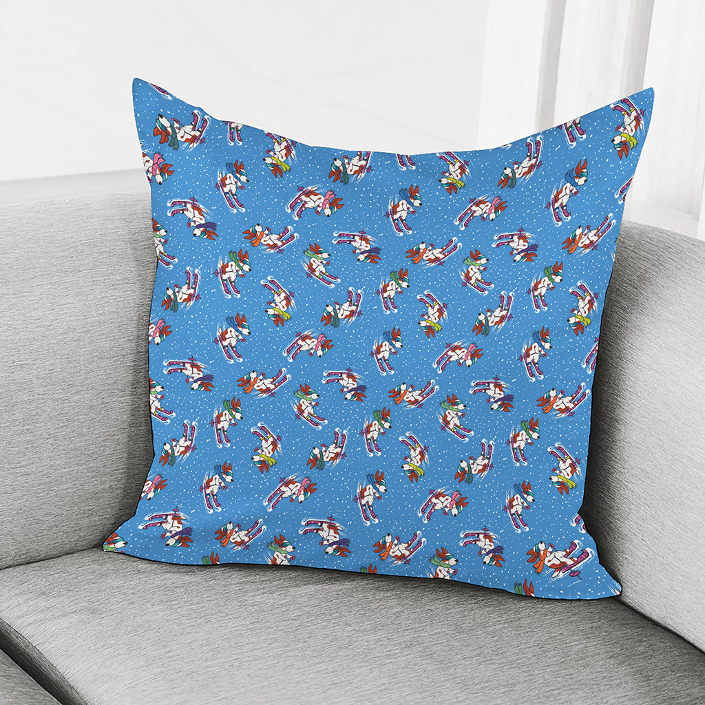 Skiing Dog Pattern Print Pillow Cover
