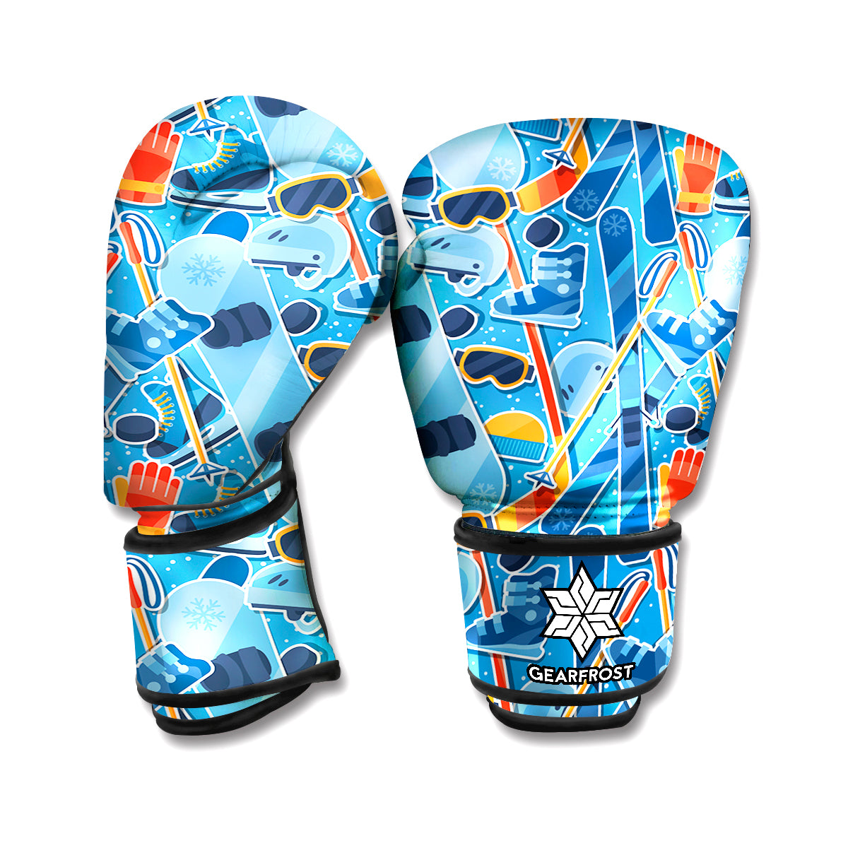Skiing Equipment Pattern Print Boxing Gloves