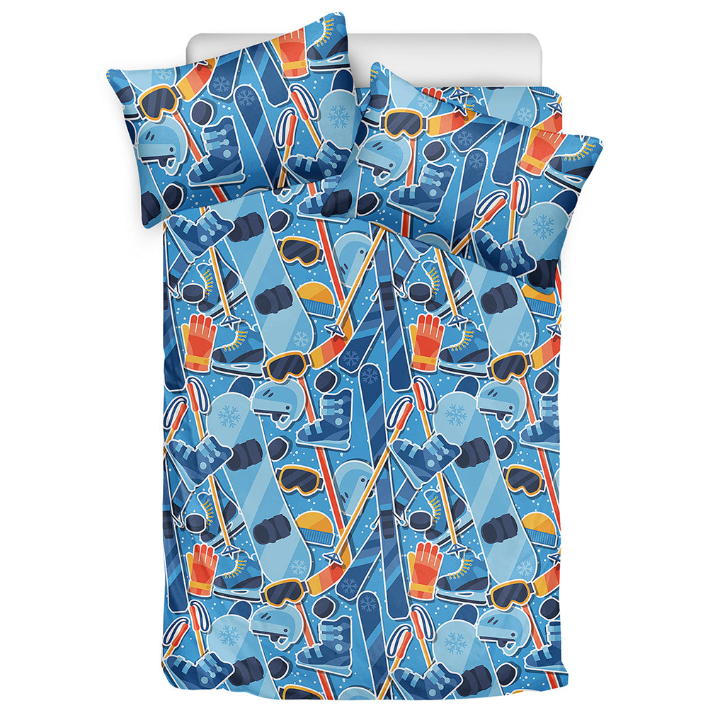 Skiing Equipment Pattern Print Duvet Cover Bedding Set