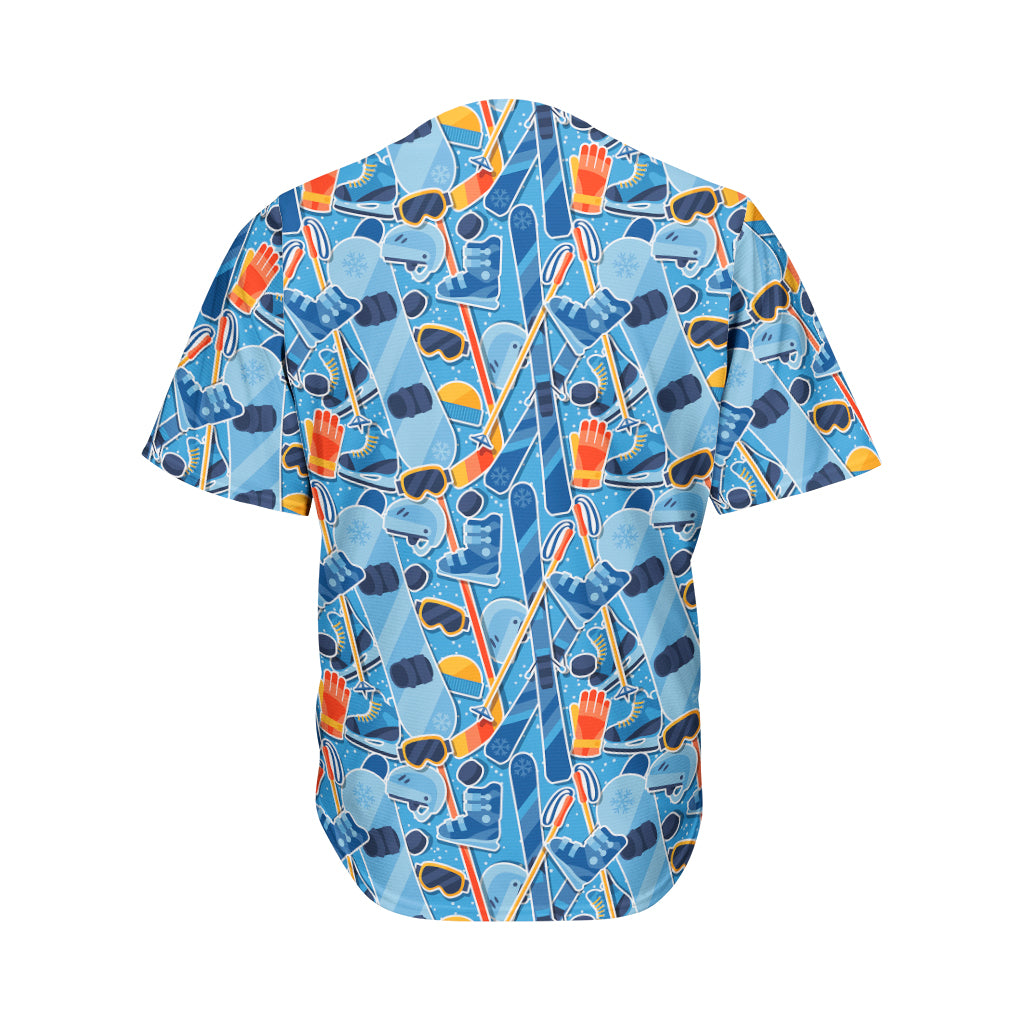 Skiing Equipment Pattern Print Men's Baseball Jersey