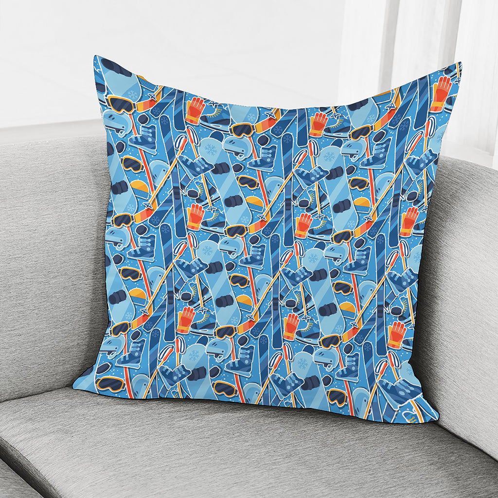 Skiing Equipment Pattern Print Pillow Cover