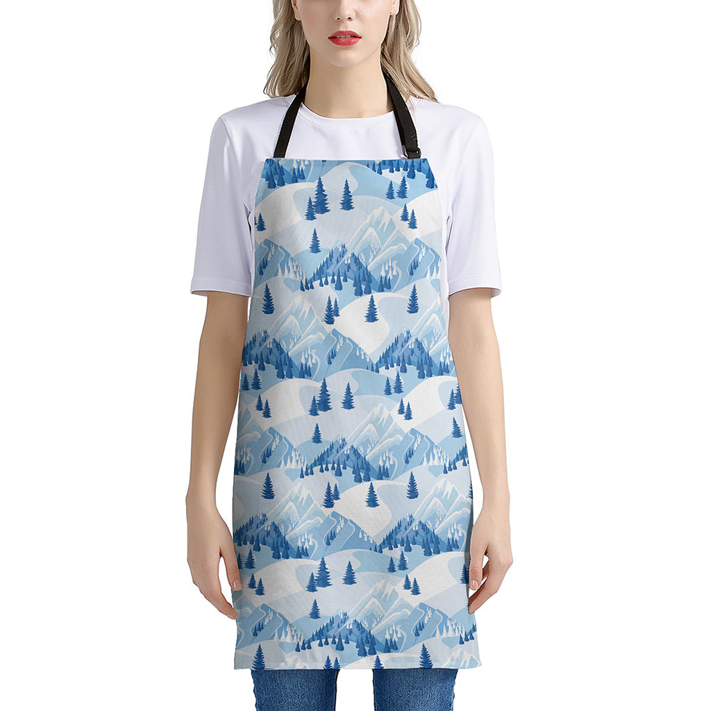 Skiing Mountain Print Apron