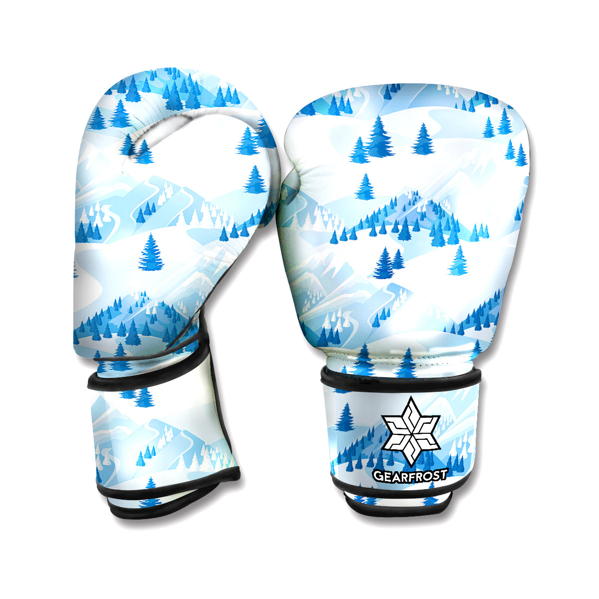Skiing Mountain Print Boxing Gloves