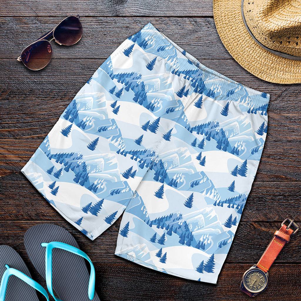 Skiing Mountain Print Men's Shorts