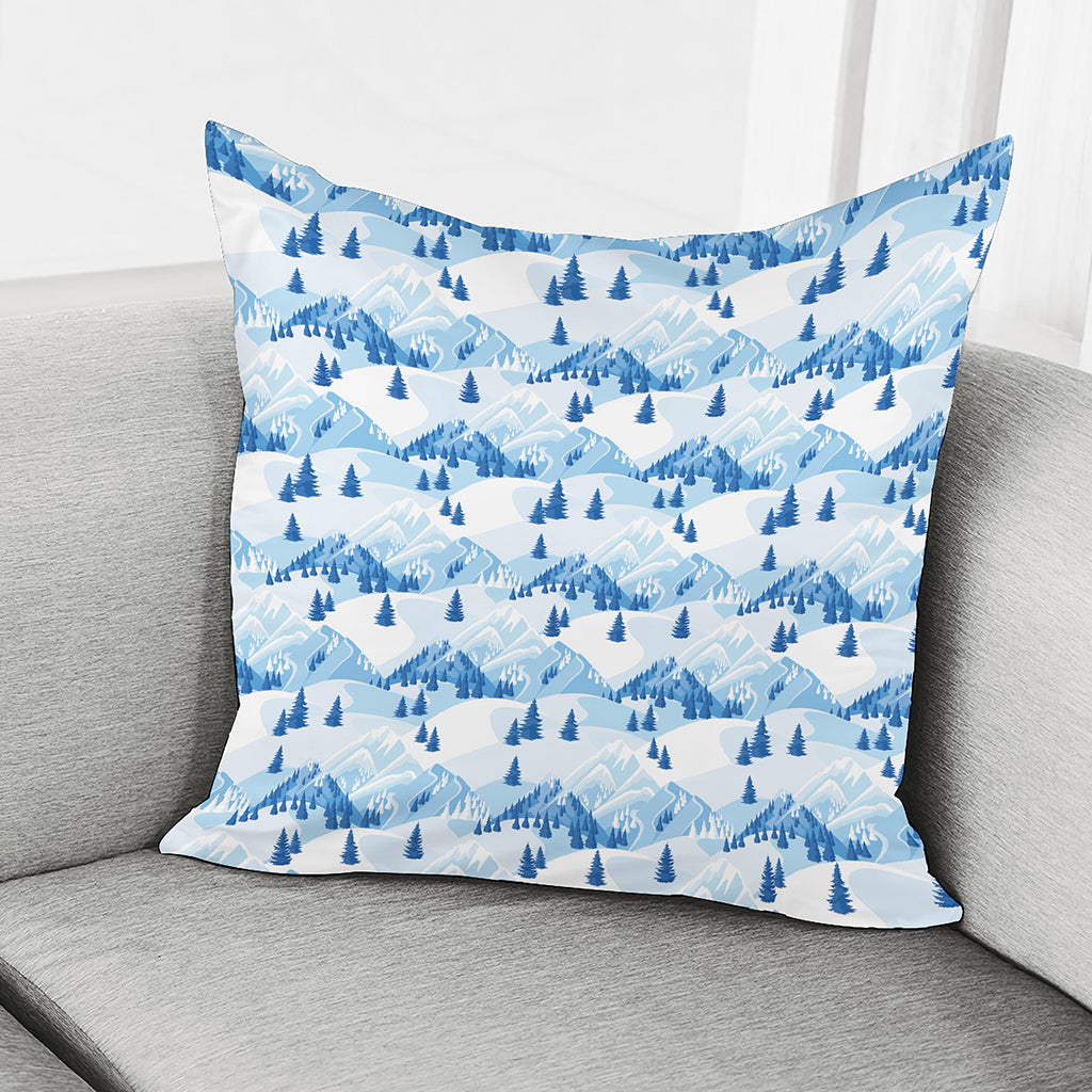 Skiing Mountain Print Pillow Cover