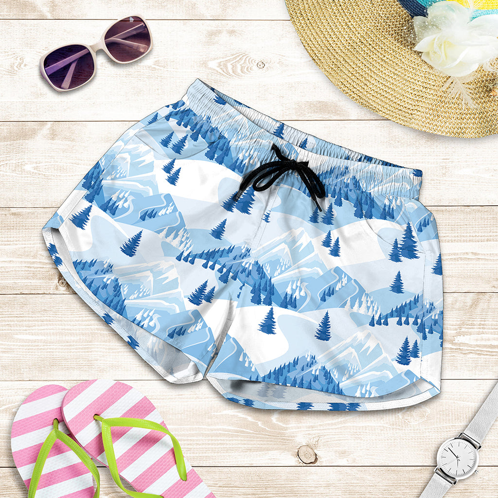 Skiing Mountain Print Women's Shorts
