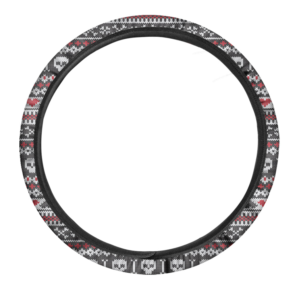 Skull Knitted Pattern Print Car Steering Wheel Cover