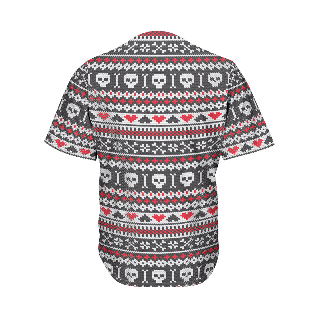 Skull Knitted Pattern Print Men's Baseball Jersey