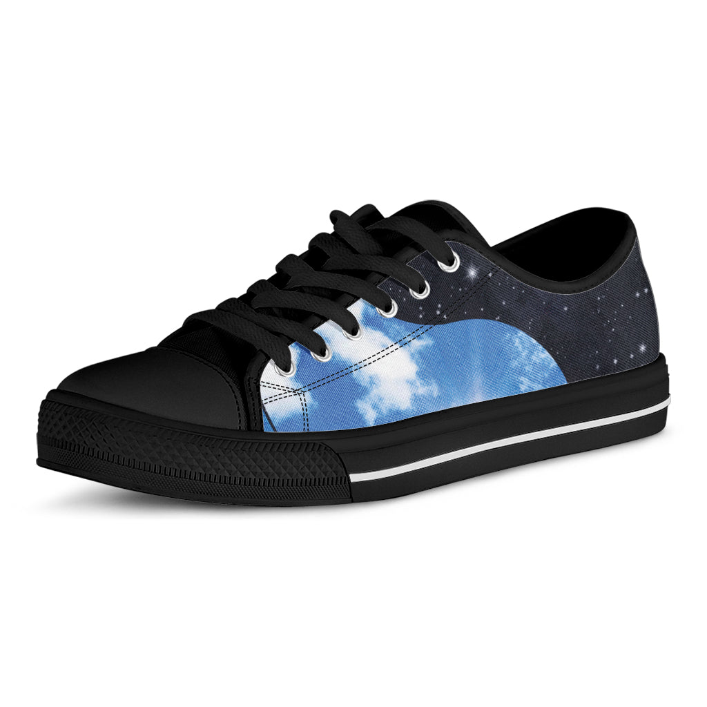 Sky And Space Yin Yang Print Black Low Top Shoes