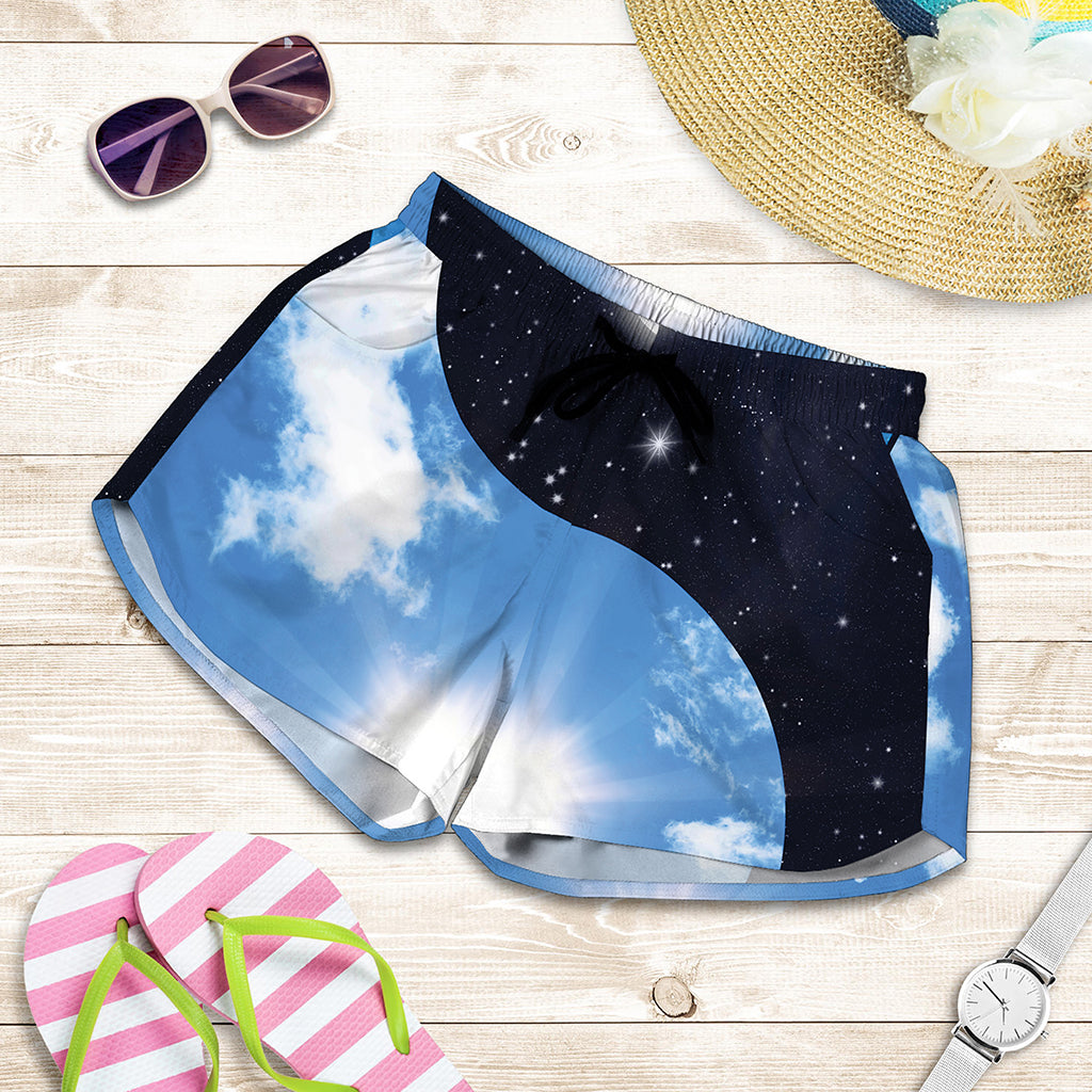 Sky And Space Yin Yang Print Women's Shorts