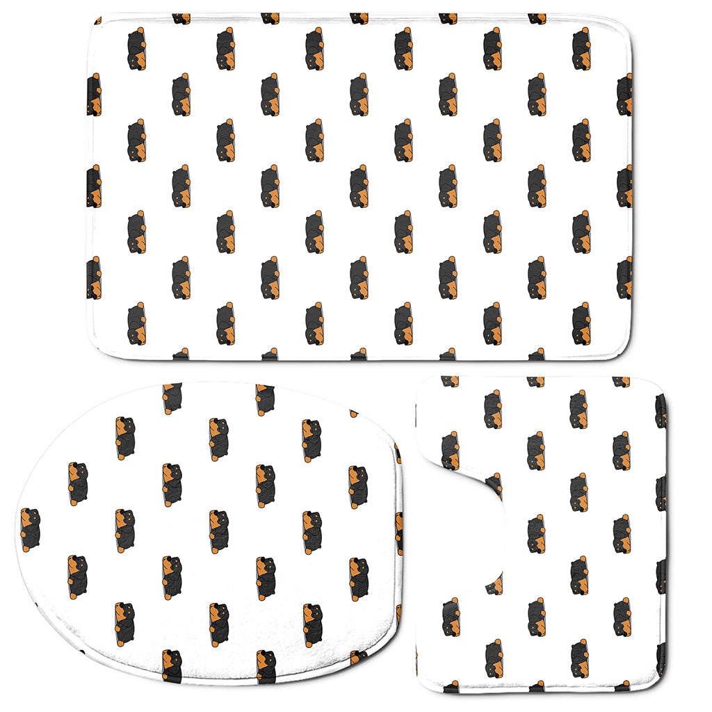 Sleeping Rottweiler Pattern Print 3 Piece Bath Mat Set