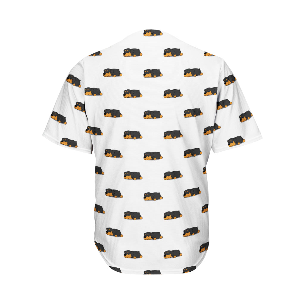 Sleeping Rottweiler Pattern Print Men's Baseball Jersey