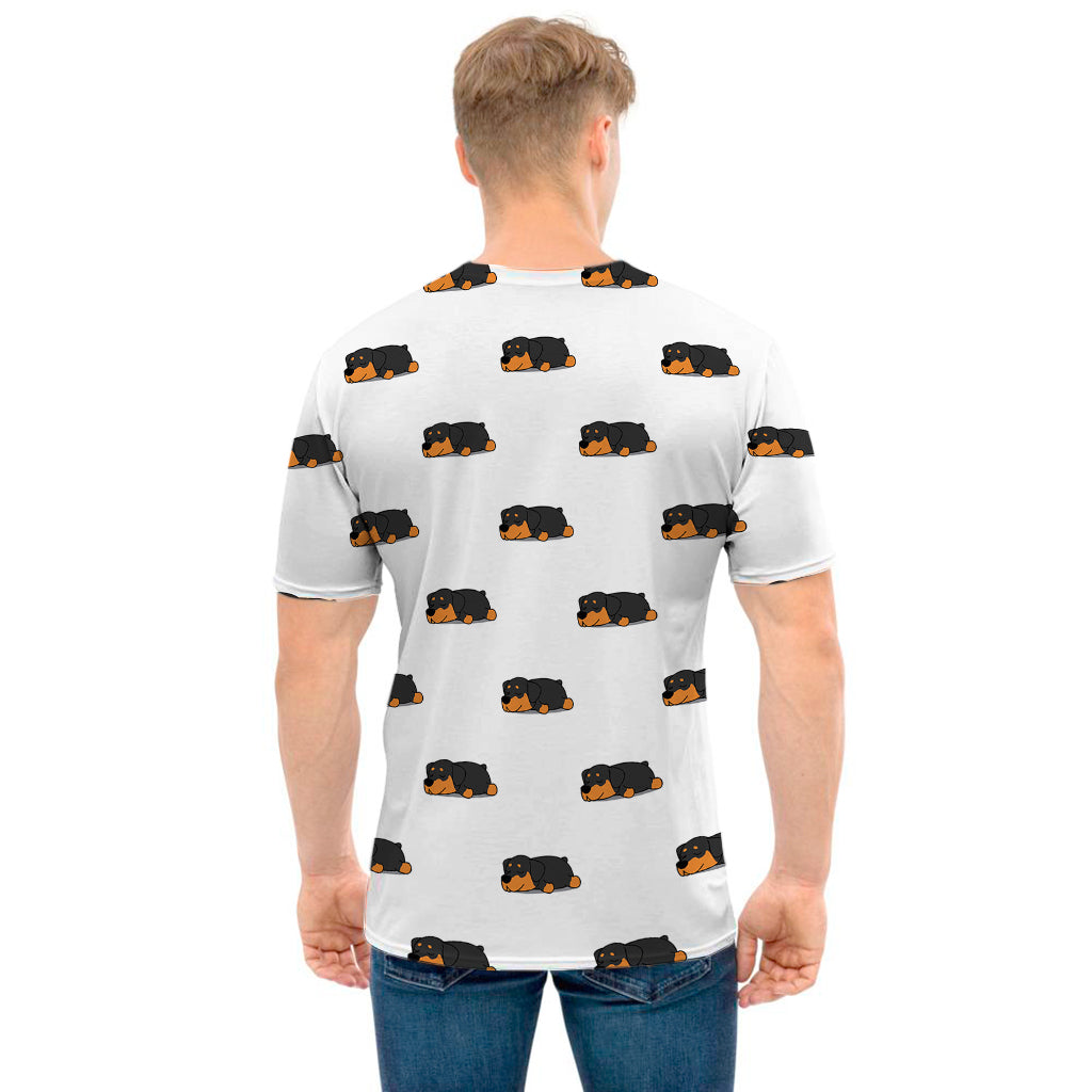 Sleeping Rottweiler Pattern Print Men's T-Shirt