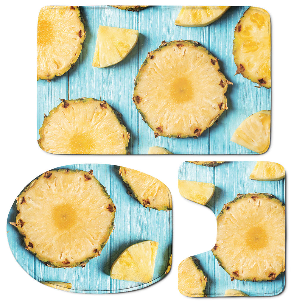 Sliced Pineapple Print 3 Piece Bath Mat Set