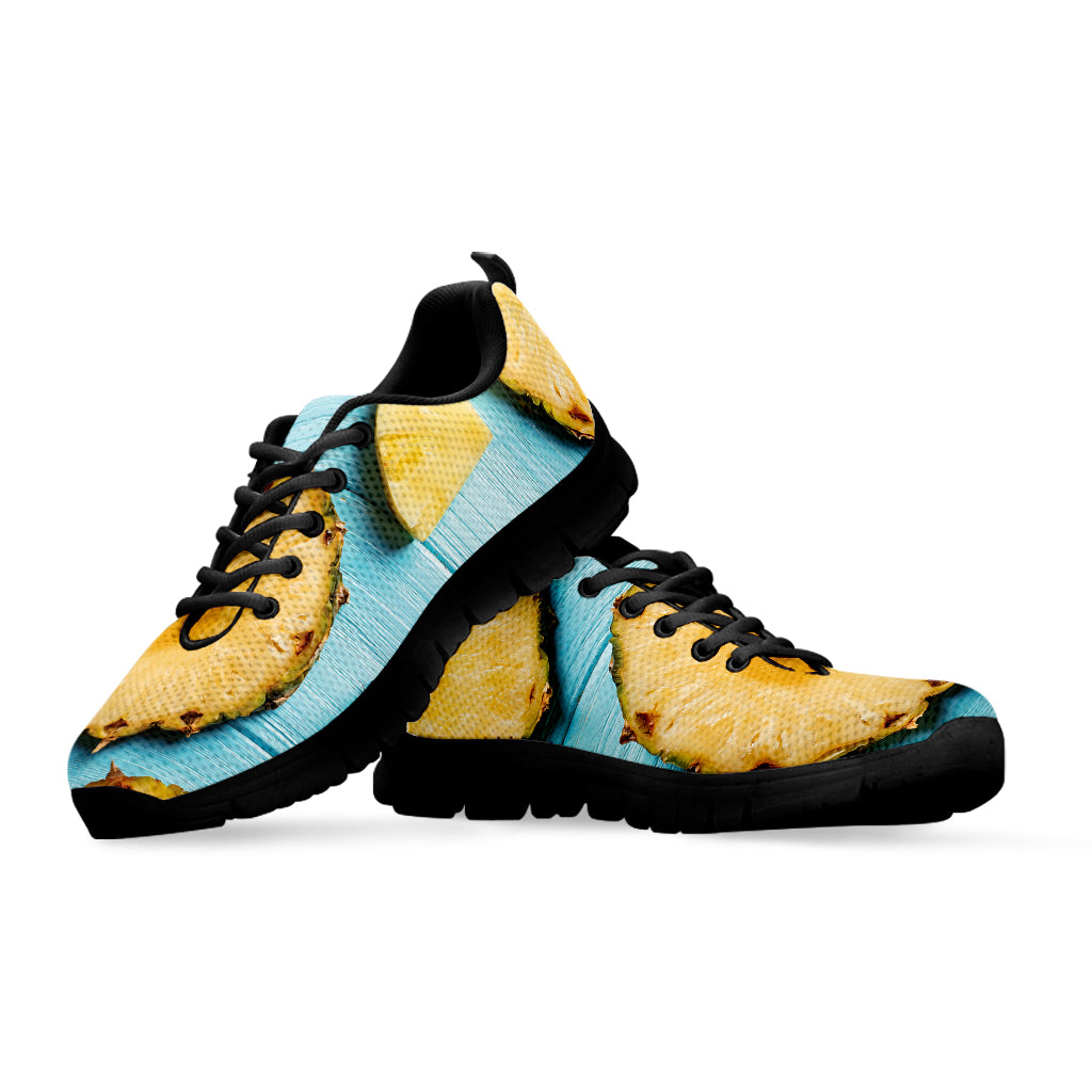Sliced Pineapple Print Black Sneakers