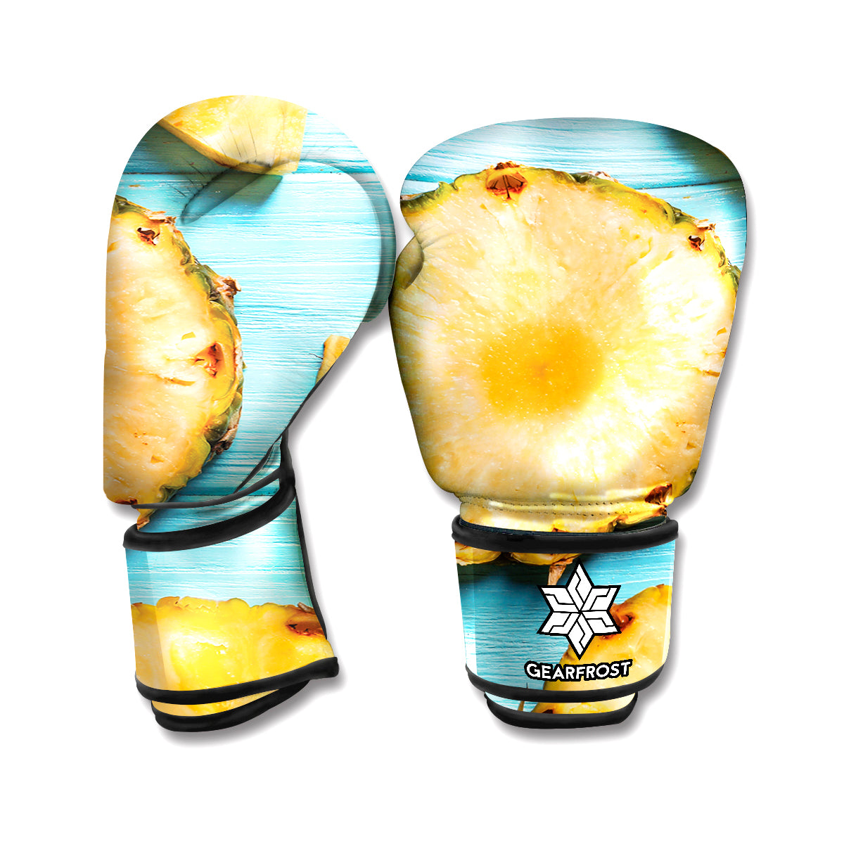 Sliced Pineapple Print Boxing Gloves
