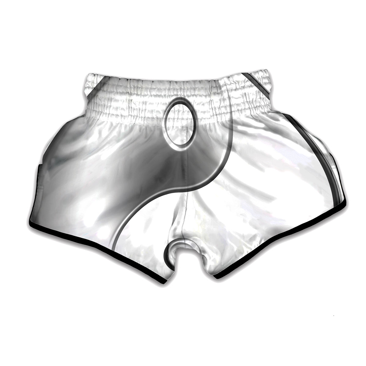 Sliver And White Yin Yang Print Muay Thai Boxing Shorts