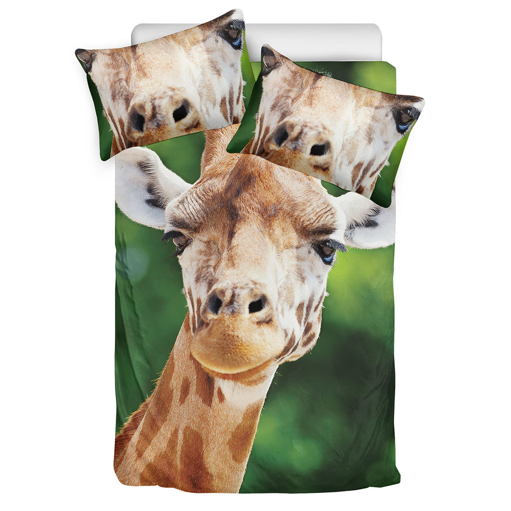 Smiley Face Giraffe Print Duvet Cover Bedding Set