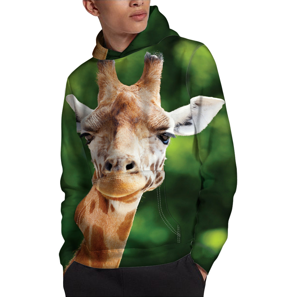 Smiley Face Giraffe Print Pullover Hoodie