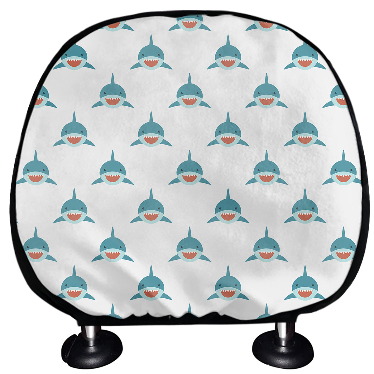 Smiley Shark Pattern Print Car Headrest Covers