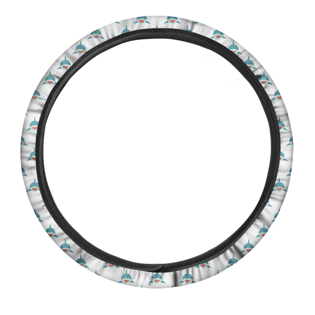Smiley Shark Pattern Print Car Steering Wheel Cover