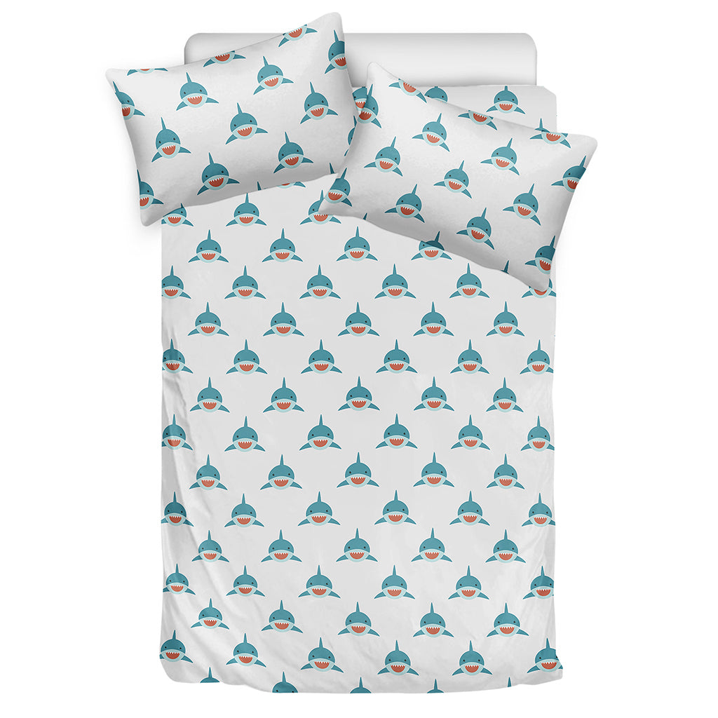 Smiley Shark Pattern Print Duvet Cover Bedding Set