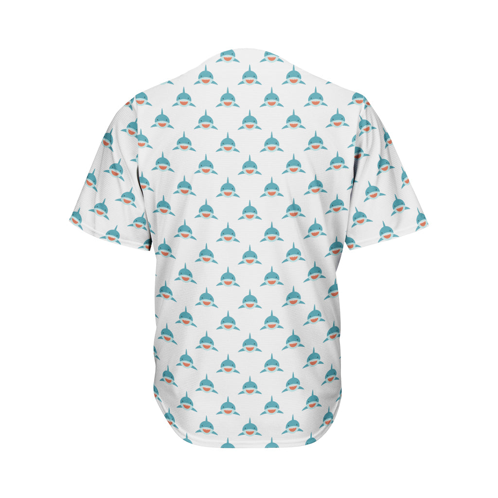 Smiley Shark Pattern Print Men's Baseball Jersey