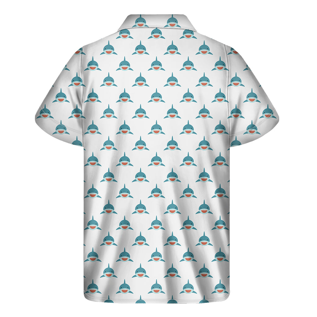 Smiley Shark Pattern Print Men's Short Sleeve Shirt