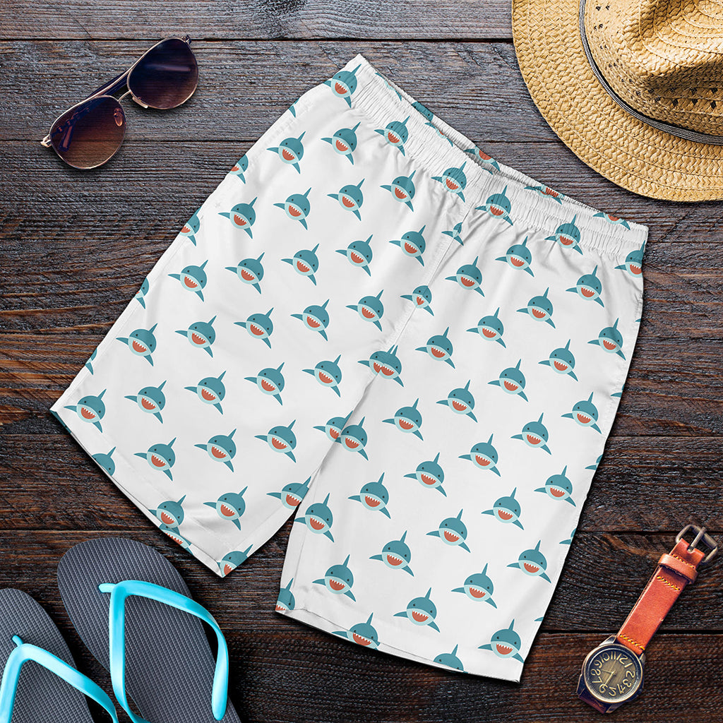 Smiley Shark Pattern Print Men's Shorts