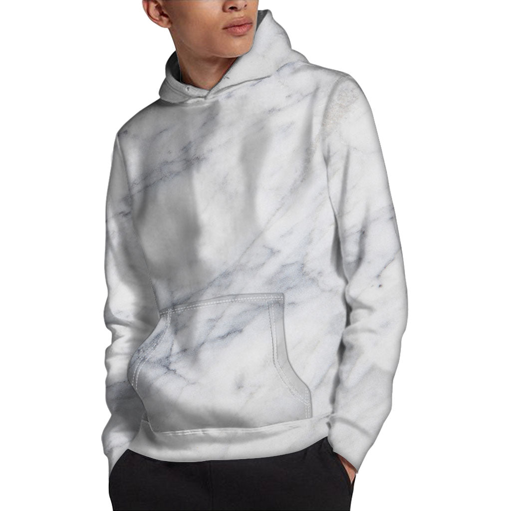 Smoke Grey Marble Print Pullover Hoodie