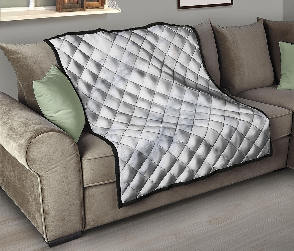 Smoke Grey Marble Print Quilt