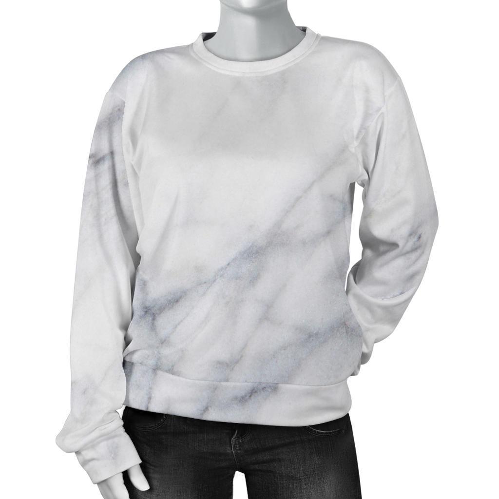 Smoke Grey Marble Print Women's Crewneck Sweatshirt GearFrost
