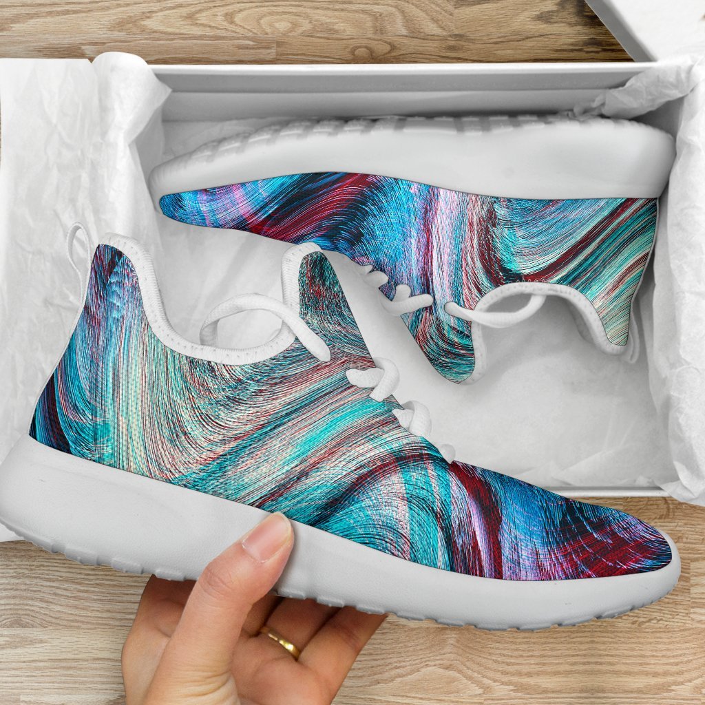 Smoke Psychedelic Trippy Print Mesh Knit Shoes GearFrost