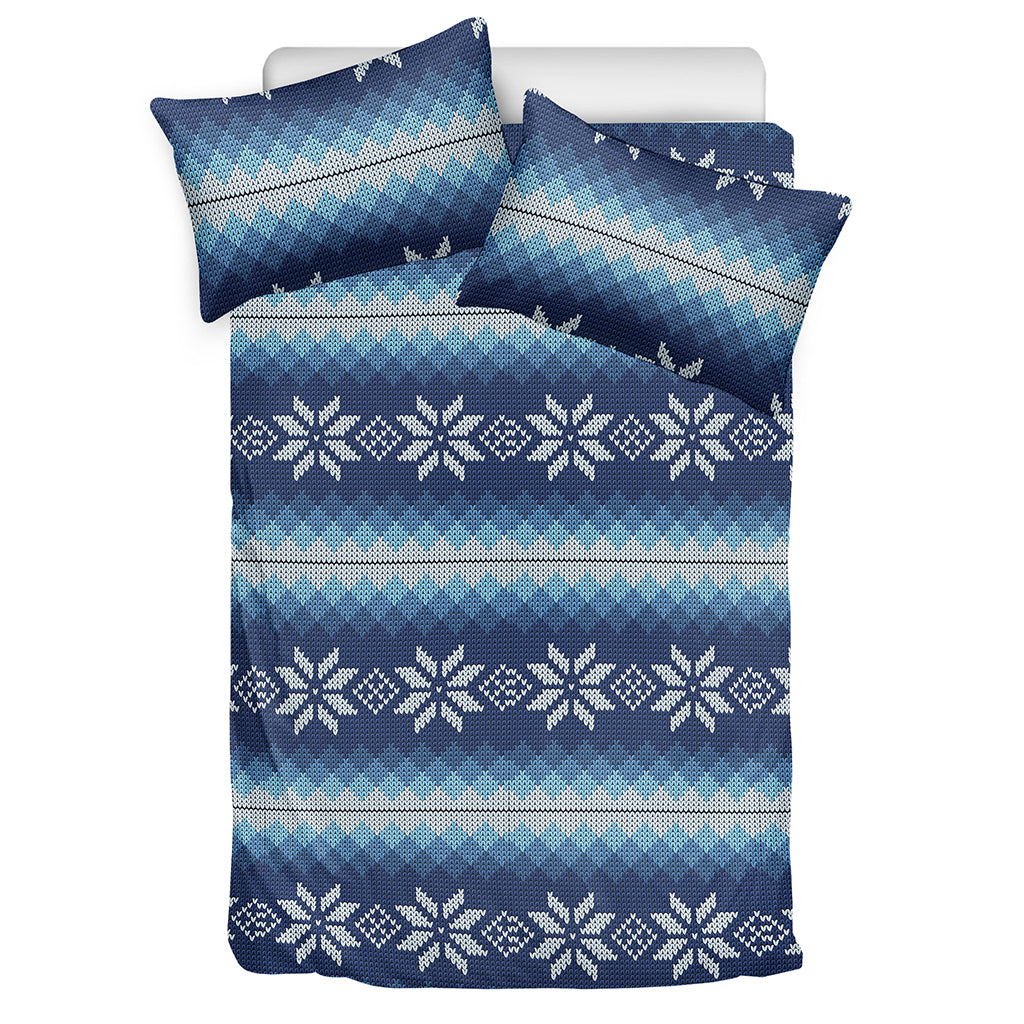 Snow Flower Knitted Pattern Print Duvet Cover Bedding Set