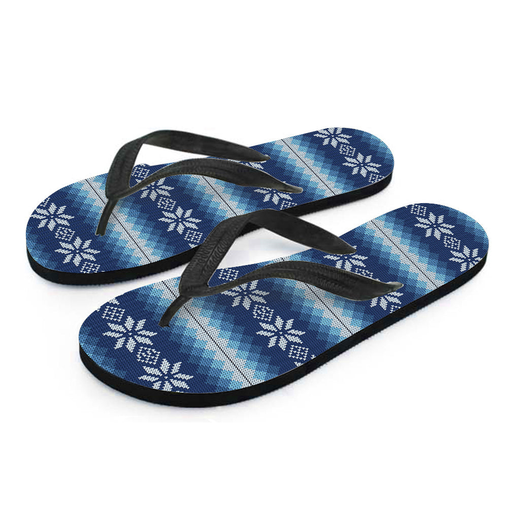 Snow Flower Knitted Pattern Print Flip Flops