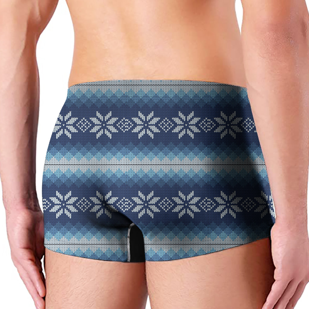Snow Flower Knitted Pattern Print Men's Boxer Briefs